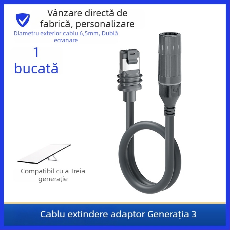 Cablu de extindere rețea exterior IP68 Categoria 7, RJ-45, 1200 Mbps, lungime 0,2–3 m
