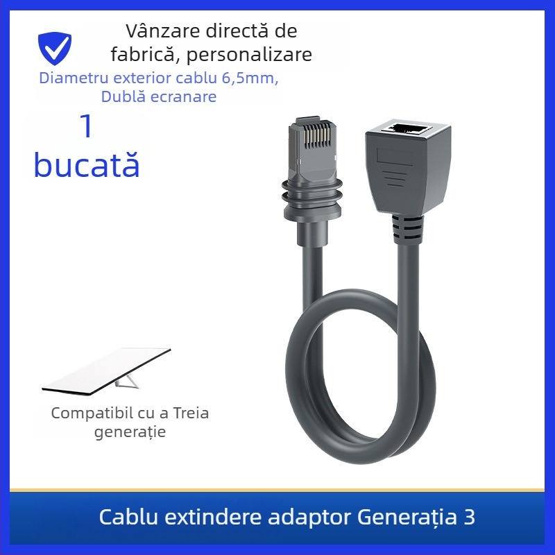 Cablu de extindere rețea exterior IP68 Categoria 7, RJ-45, 1200 Mbps, lungime 0,2–3 m