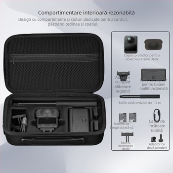 Geantă de depozitare pentru DJI Osmo 360 cameră, PC+Lycra, 501.9 g, include curea crossbody