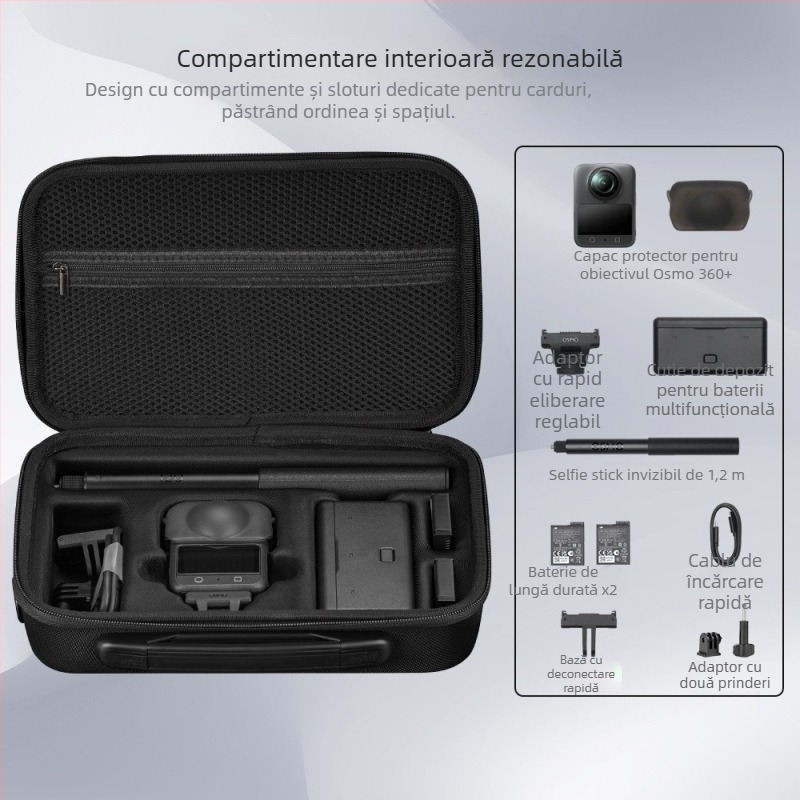 Geantă de depozitare pentru DJI Osmo 360 cameră, PC+Lycra, 501.9 g, include curea crossbody