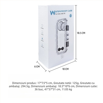 Carcasă impermeabilă pentru Insta360 X4/X5 – adâncime 60m, PC, include carcasa, bază și șuruburi