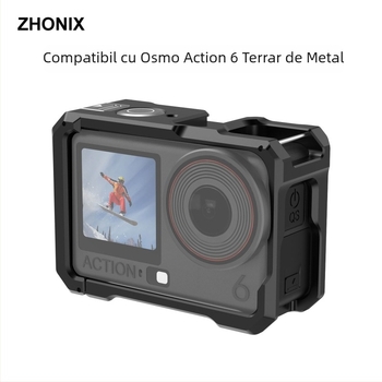 DJI Action 6 Carcasă de protecție din aliaj de aluminiu cu cadru de extindere (rabbit cage) și suport cu shoe rece, personalizare logo