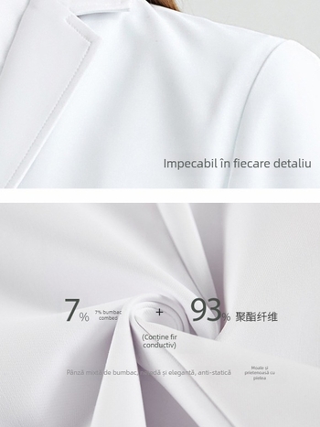 Elegant heart Halat medical anti-static unisex - mâneci lungi, guler tip sacou, țesătură poliester/cotton, care evacuează umezeala