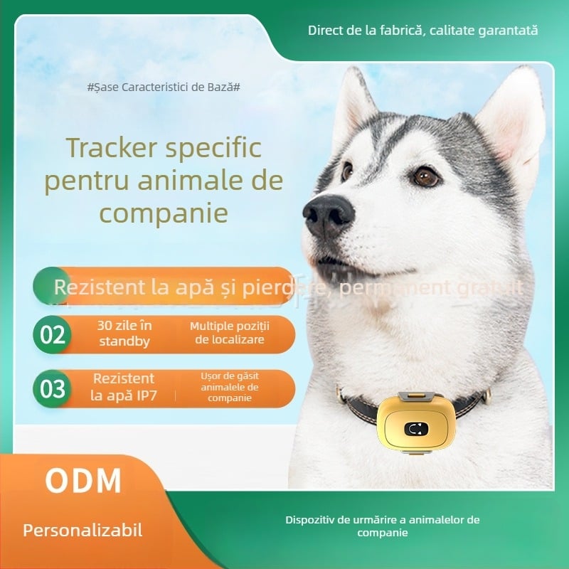 Locațor GPS pentru animale de companie (ABS, baterie polimerică, memorie 32 MB, precizie GPS 1-5 m)