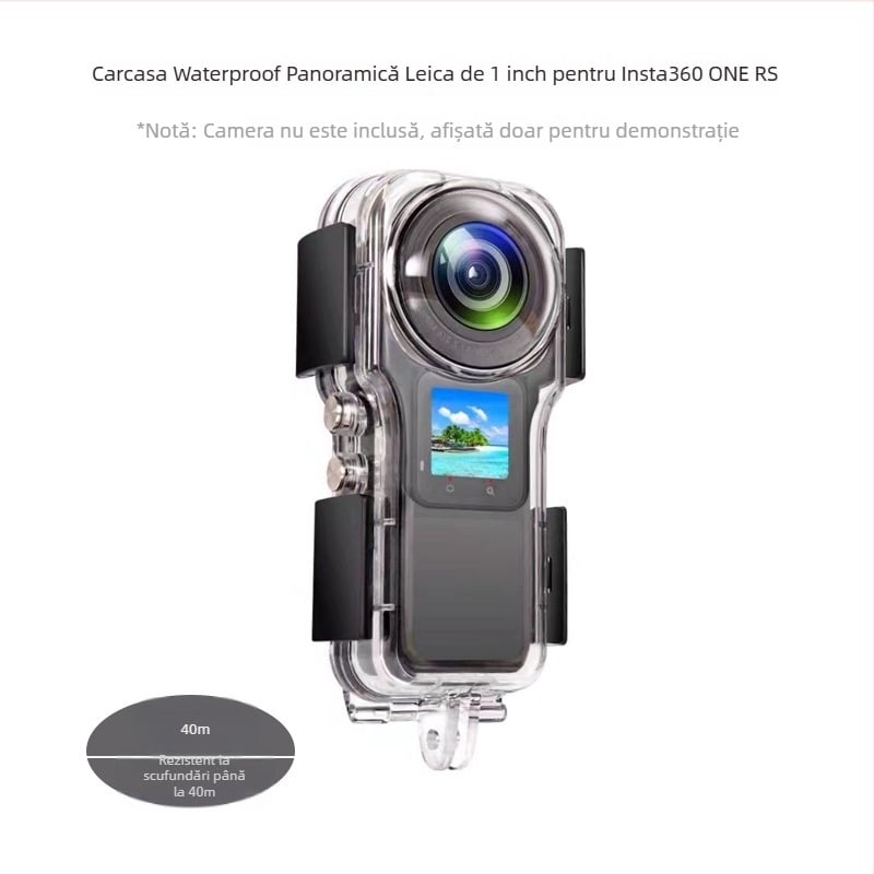 Carcasă subacvatică pentru Insta360 One RS 1.0-inch Leica panoramă cameră — rezistentă la apă până la 40 m, PC rezistent la coroziune + lentilă din sticlă opticǎ (adâncime 40 m; PC rezistent la coroziune; lentilă din sticlă opticǎ)