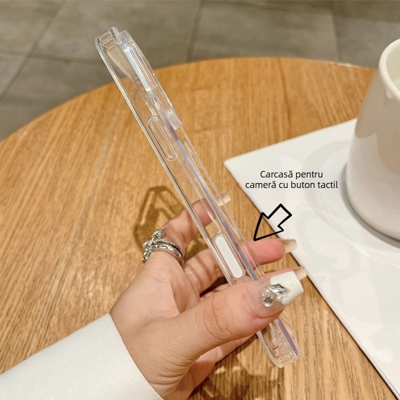 Carcasă pentru iPhone 16 Pro cu buton tactil AI și priză magnetică MagSafe (Material: acrilic + TPU; inel magnetic; buton tactil AI; compatibil MagSafe; anti-scratch)