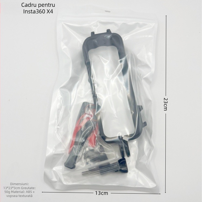 Insta360 X4 cadru din plastic pentru cameră panoramică, protecție exterioară, două prize pentru cold shoe și braț extensibil tip rabbit cage (Marcă: Insta360; Model: Mini; Compatibil cu: General; Material: Altul; Etichetă privată licențiată: Da)