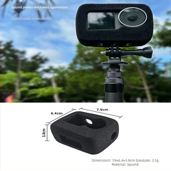 Filtru de zgomot cu spumă pentru camere OSMO Action (action3/4/5), compatibil cu cadrul; material: bumbac; include husă anti-vânt