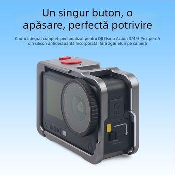DJI Action6 cadru din aliaj de aluminiu, cu eliberare magnetică, design ușor și protecție împotriva căderilor