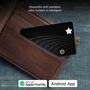 Together AL001 Card Anti-Lost Device pentru iOS (iOS14.5+), baterie 100 mAh, rază 60–100 m, greutate 11 g, interfață personalizabilă și imprimare logo