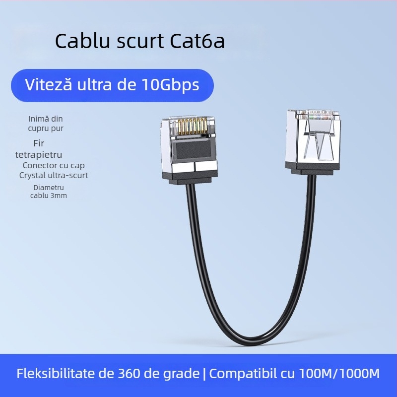 Cablu patch Cat6E din cupru, 3 mm, 10 Gbps, perechi răsucite
