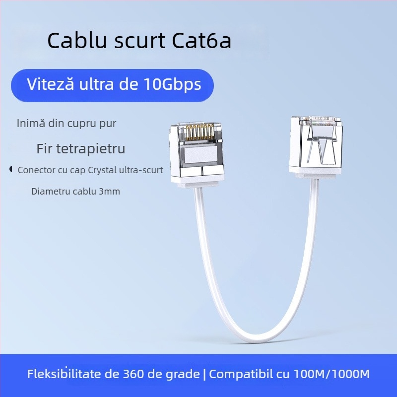 Cablu patch Cat6E din cupru, 3 mm, 10 Gbps, perechi răsucite