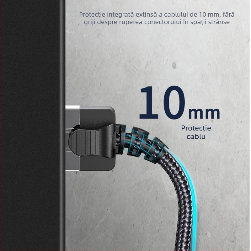 Cablu CAT6 flexibil cu cotă de 90° și conductor ultra-subțire pentru rețele Gigabit (flexibil, 90°, ultra-subțire)