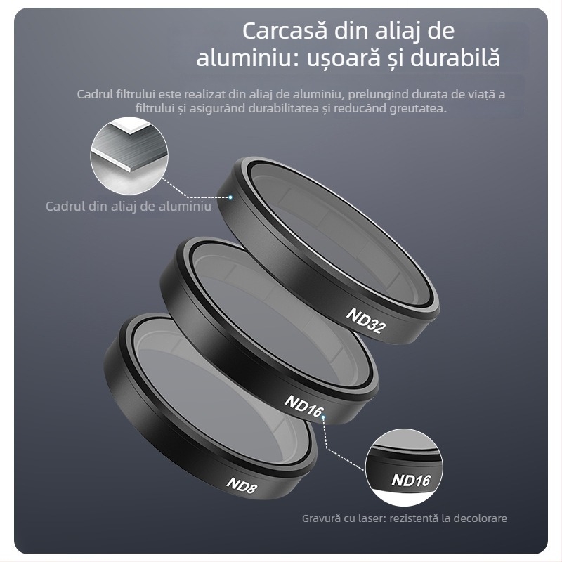 TELESIN Set filtre CPL+ND8/16/32 Schott pentru DJI Osmo Action 3/4/5 – aliaj de aluminiu + sticlă optică