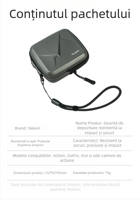 Geantă de protecție pentru corp pentru seriile Gopro/action/ace de la TELESIN, model Gp/oa/ace series neutral, compatibil cu seriile Gopro/action/ace, logo imprimat