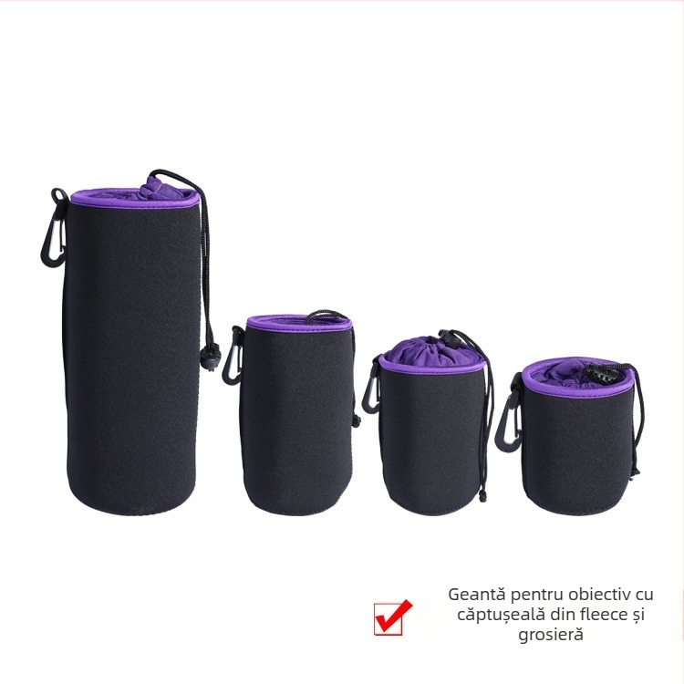 Geantă de depozitare pentru obiective SLR – material brocard, interior călduros cu fleece, căptușeală groasă, tub pentru obiectiv inclus, protecție anti-șoc