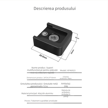 Adaptor 1/4 pentru suport rece pentru cage-ul unei camere fără oglindă – aliaj de aluminiu, montaj rapid, bază anti-cădere, pentru iluminare și microfon