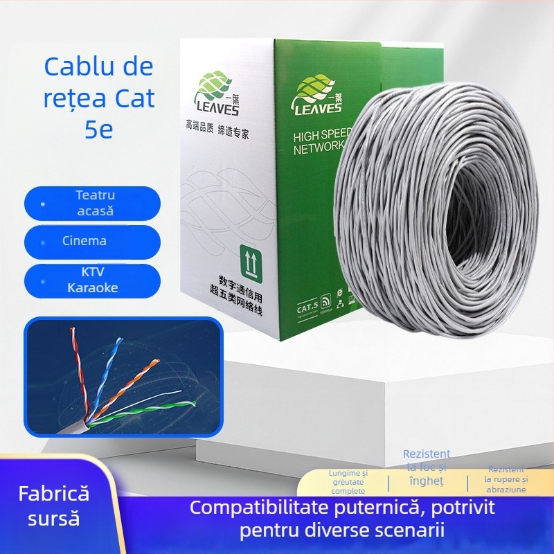 Cablu Ethernet Cat5e PoE neizolat pentru aplicații de inginerie și monitorizare în casă inteligentă - 1000 Mbps - Lungimi: 10 m, 100 m, 280 m, 300 m