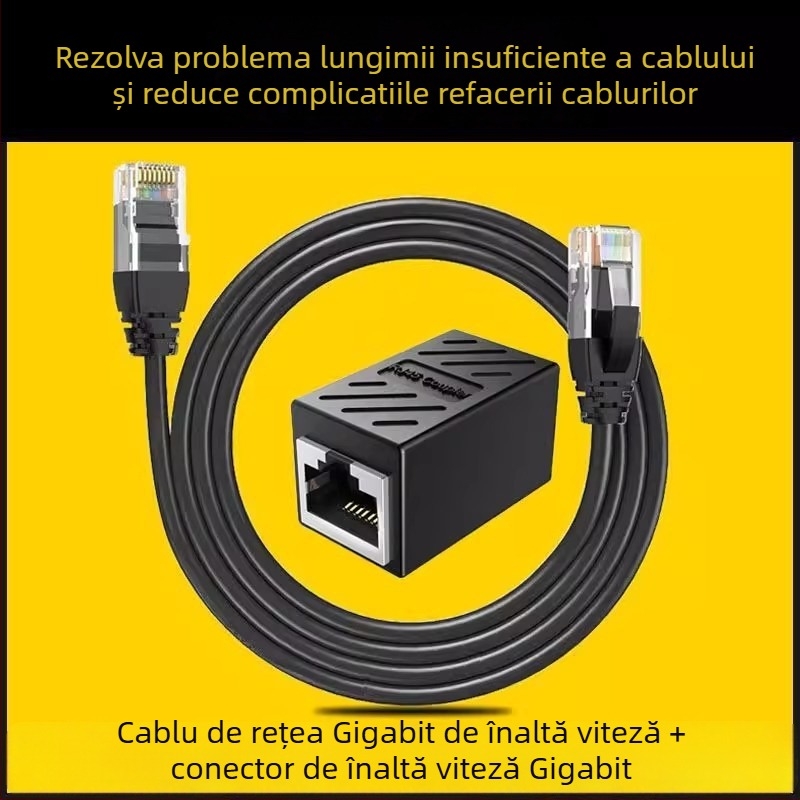 Conector Cat6 Gigabit Ethernet – RJ45 drept pentru Set-Top Box, Router și Sistem de Supraveghere