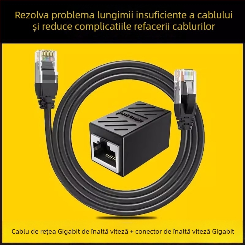 Conector Cat6 Gigabit Ethernet – RJ45 drept pentru Set-Top Box, Router și Sistem de Supraveghere