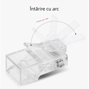 TCL PQ0101 Conector RJ45 pentru rețea, Crystal Head neizolat, Gigabit, turnare prin injecție