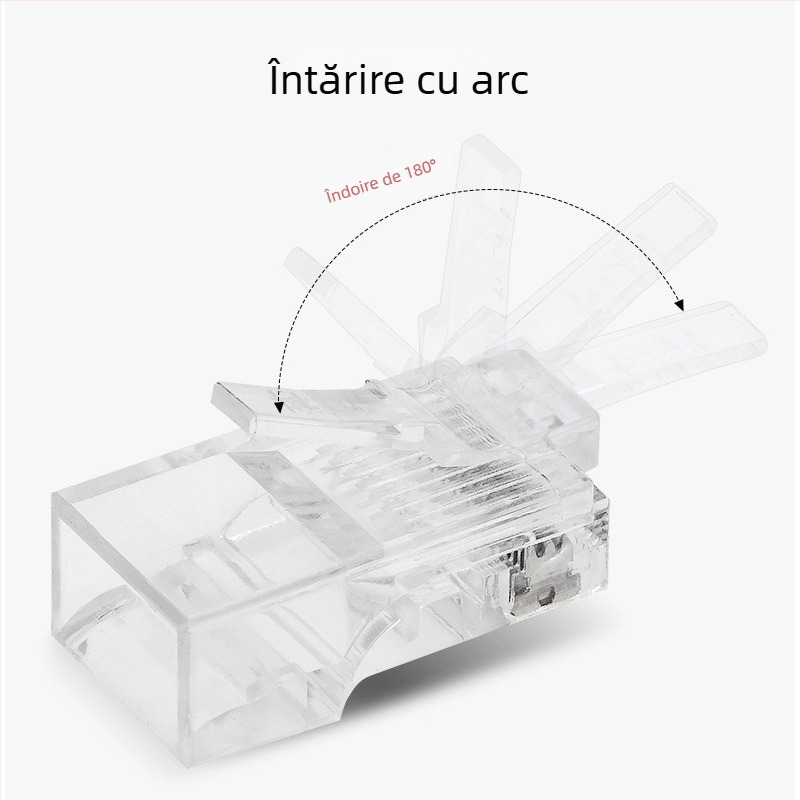 TCL PQ0101 Conector RJ45 pentru rețea, Crystal Head neizolat, Gigabit, turnare prin injecție