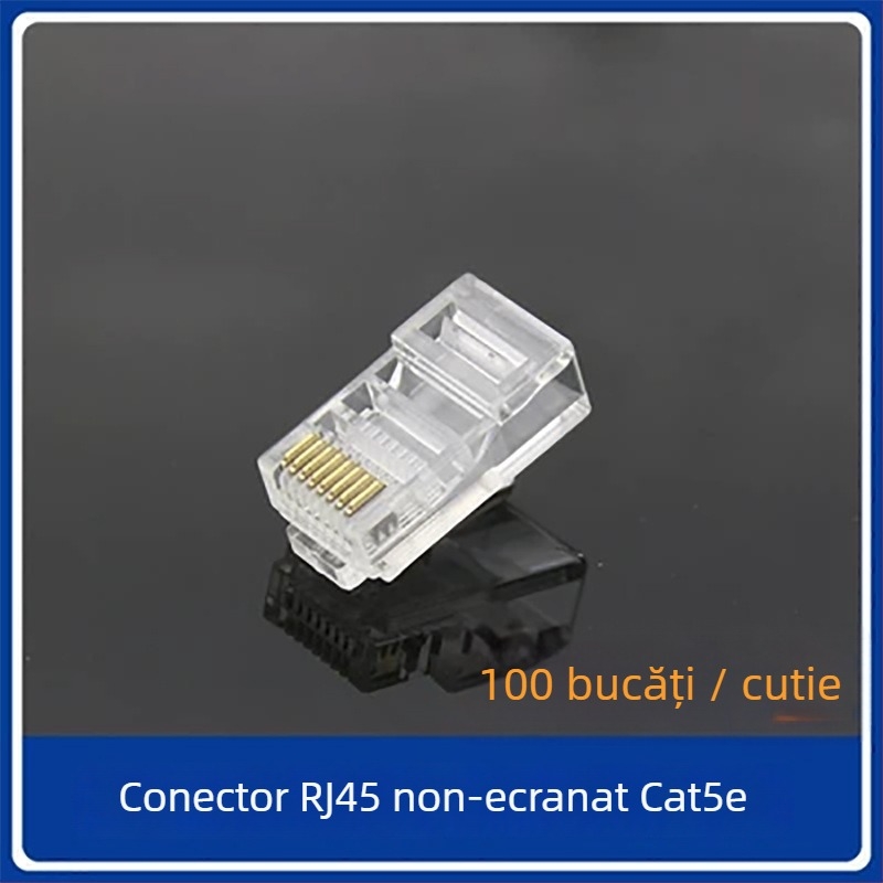 TCL PQ0101 Conector RJ45 pentru rețea, Crystal Head neizolat, Gigabit, turnare prin injecție