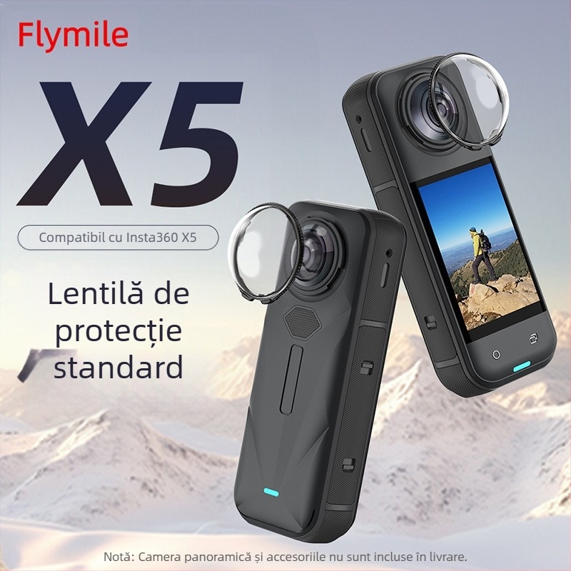 Capac de protecție a lentilei Insta360 X5 - protecție din sticlă, anti-cadere (FLYMILE X5027 • PC • 16,7 g)
