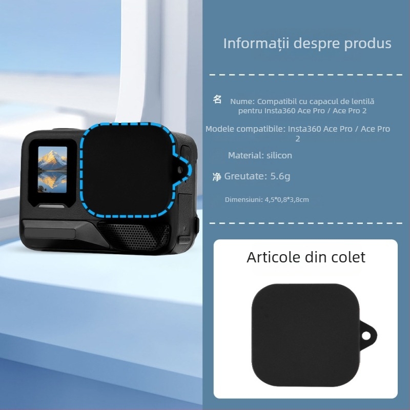 Capac de obiectiv din silicon pentru Insta360 Ace Pro/2 – protecție împotriva prafului