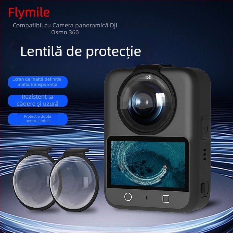 Capac protecție din sticlă pentru DJI Osmo 360 Cameră Panoramică – Lentile antifog, Capac de praf, Brand OEM, Brand privat autorizat