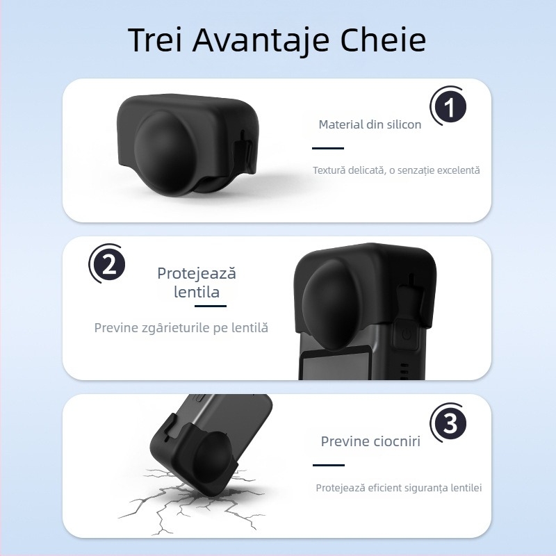 Capac de obiectiv din silicon pentru DJI Osmo 360 – protecție împotriva prafului pentru camera de acțiune panoramică (30,2 g)