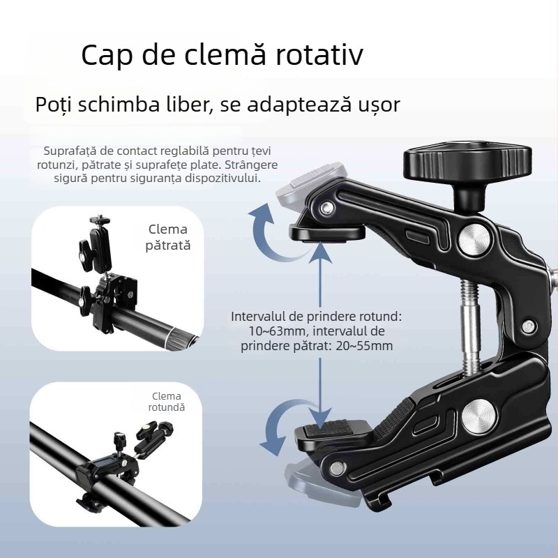 Clema puternică din aliaj de aluminiu pentru suporturi universale pentru cameră, model Cm-17b, imprimare logo disponibilă
