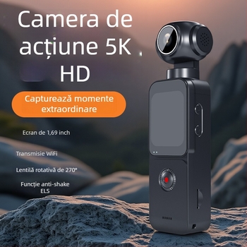 OX3 Cameră de acțiune de buzunar 5K pentru exterior, stabilizare antișoc, ecran tactil și rotire motorizată a mâinii