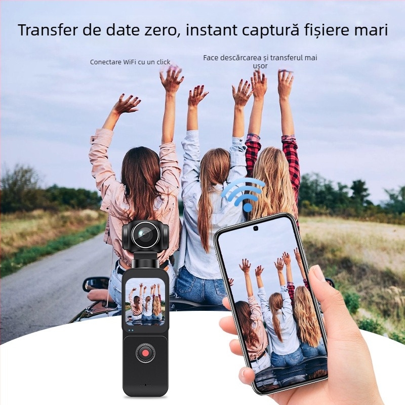 OX3 Cameră de acțiune de buzunar 5K pentru exterior, stabilizare antișoc, ecran tactil și rotire motorizată a mâinii