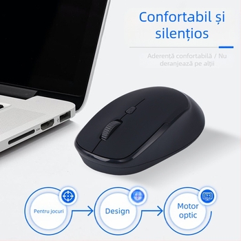 Mouse fără fir 2.4G, 4 butoane, Plug-and-play, design ergonomic, logo personalizabil