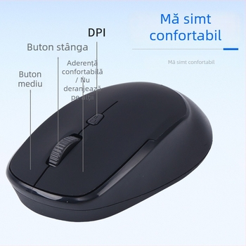 Mouse fără fir 2.4G, 4 butoane, Plug-and-play, design ergonomic, logo personalizabil