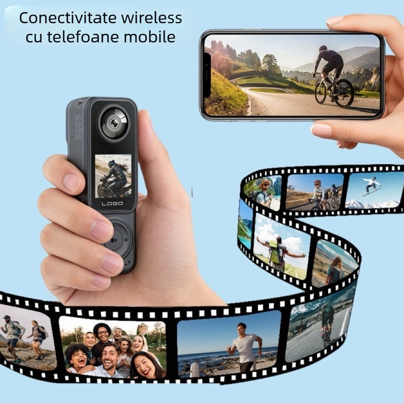 Cameră de acțiune cu două lentile, viziune nocturnă infraroșu, lentilă rotativă, baterie de 10 ore, stocare pe card TF