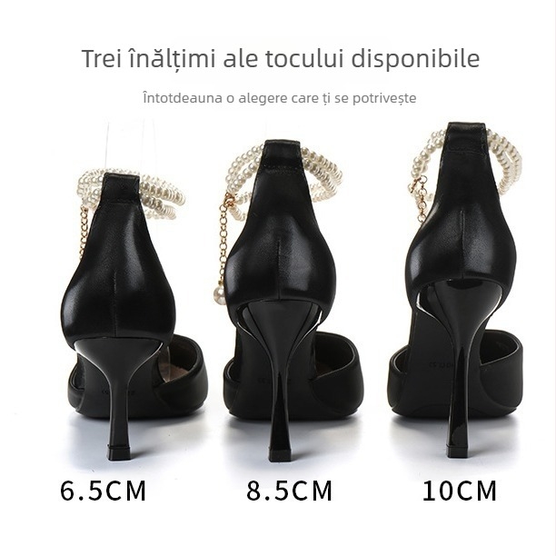 Pantofi stiletto cu vârf ascuțit, partea superioară PU, toc subțire peste 8 cm