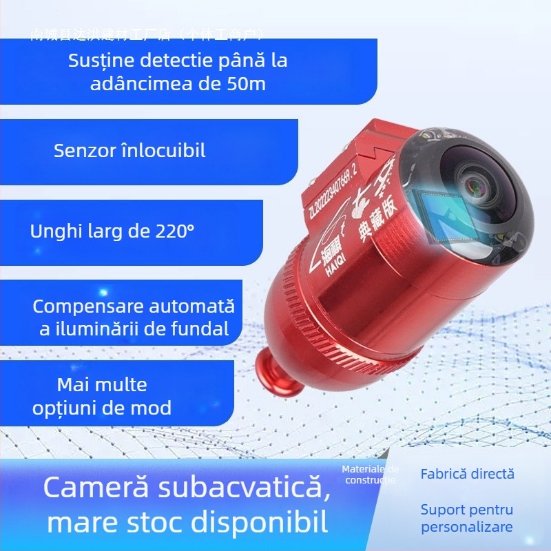 Cameră subacvatică de pescuit HD – alimentare DC 10–18V, adâncime 0,6–73 m, detector de pește