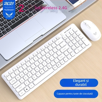 Set de tastatură și mouse fără fir, conexiune 2.4G, interfețe USB pentru tastatură și mouse, senzor optic 1600 DPI, greutate 513,4 g