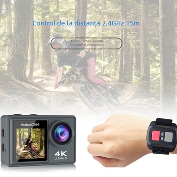 Cameră sport 5K cu stabilizare EIS, Wi-Fi pentru filmare fără fir, 30fps, stocare pe TF card