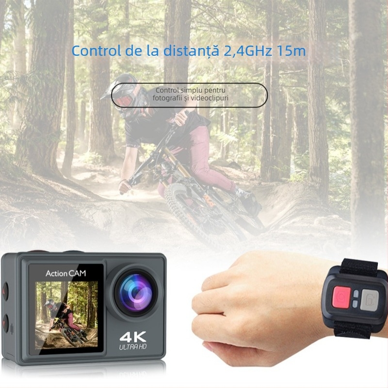 Cameră sport 5K cu stabilizare EIS, Wi-Fi pentru filmare fără fir, 30fps, stocare pe TF card