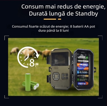 Cameră de vânătoare infraroșu pentru exterior, model H2o, 16 MP, card TF până la 128 GB, ecran LCD 2.0, autonomie baterie 10 h