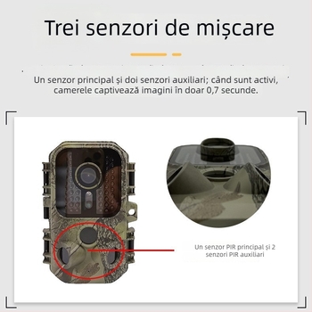 Cameră de vânătoare infraroșu pentru exterior, model H2o, 16 MP, card TF până la 128 GB, ecran LCD 2.0, autonomie baterie 10 h