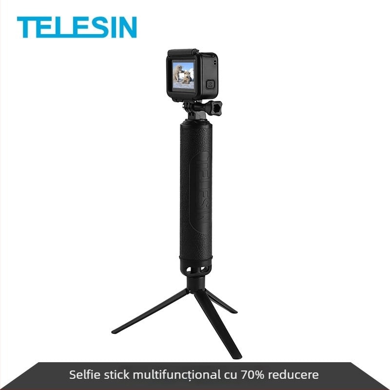 Selfie stick GoPro pentru cameră de acțiune, plutitor, cap de trei direcții, 3 secțiuni