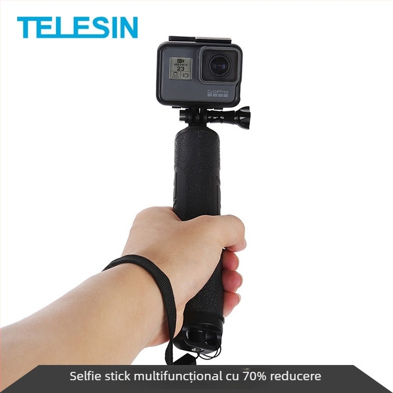 Selfie stick GoPro pentru cameră de acțiune, plutitor, cap de trei direcții, 3 secțiuni