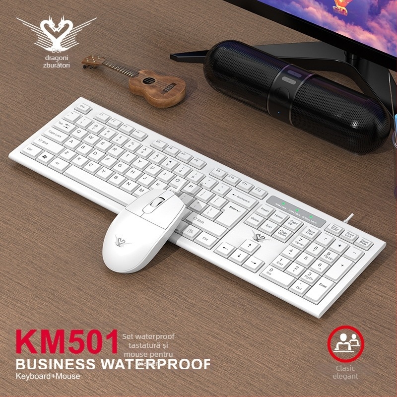 Km601 Set Tastatură și mouse wireless, 104 taste, 2.4G, ergonomic, Plug-and-Play
