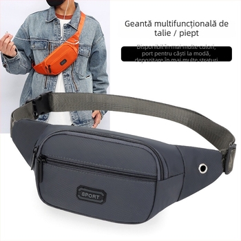 Geantă de talie sport pentru bărbați, culoare solidă, material Oxford, respirabilă, impermeabilă, ușoară, anti-furt