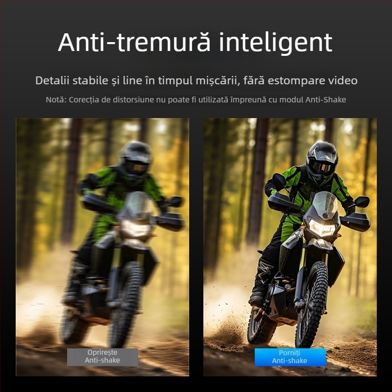 Cameră de acțiune 5K30fps cu Wi‑Fi, două ecrane LCD, corp impermeabil și suport TF pentru carduri, stabilizare electronică a imaginii