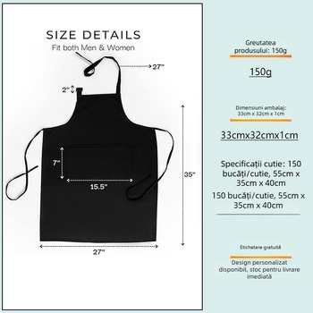 Șorț din poliester fără mâneci, cu finisaj anti-murdărie și imprimeu – stil modern minimalist